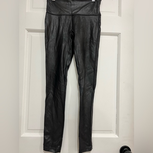 SPANX Petite Faux Leather Legging in Black - Picture 1 of 7